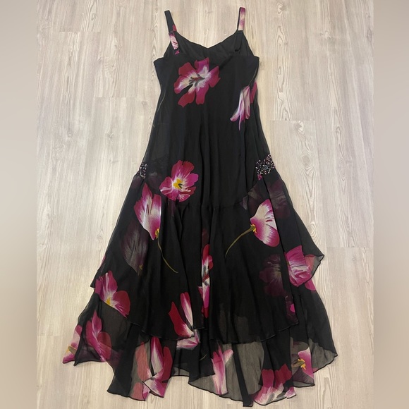 Midnight Velvet Black & Purple Floral Formal Dress SZ:2X - Picture 8 of 12